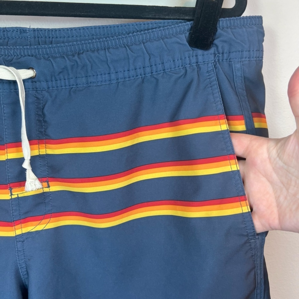 Fair Harbor Anchor Shorts Blue 3 Stripes Shorts Lined Pockets Swim Casual Medium - Picture 5 of 15